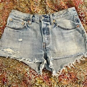 Levi’s 501 Light Blue Distressed Denim Women’s Shorts